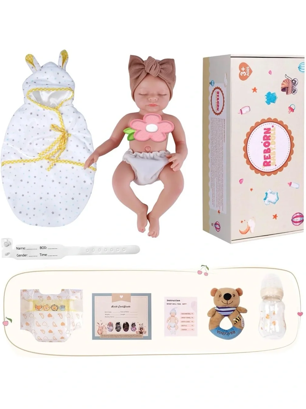 BABESIDE 16 Inch Silicone Baby Doll Weighted 4LB, Lifelike Newborn Dolls